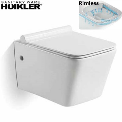 Sanitary ware square rimless wall hung toilet